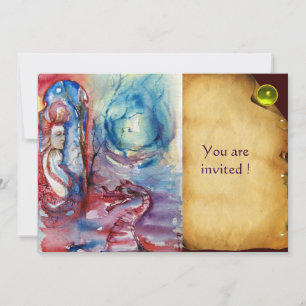 MORGANA Lady and Dragon Parchment Yellow Gem Invitation