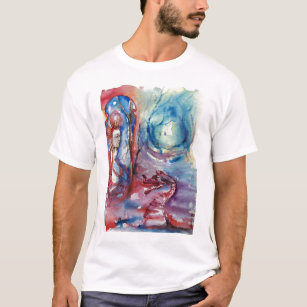 MORGANA LE FAY AND DRAGON OF THE LAKE  Watercolor  T-Shirt