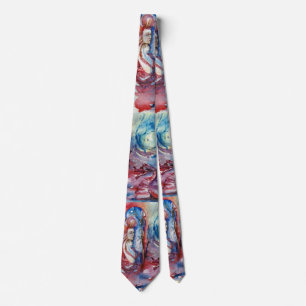 MORGANA LE FAY  AND DRAGON  ,Pink Blue Fantasy  Tie