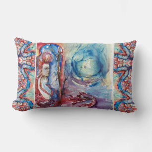 MORGANA / Magic and Mystery ,Pink Blue Fantasy Lumbar Cushion