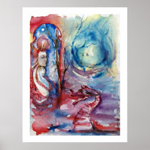 MORGANA / Magic and Mystery ,Pink Blue Fantasy Poster