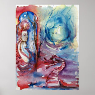 MORGANA / Magic and Mystery Pink Blue Fantasy Poster