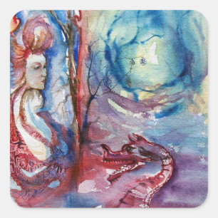 MORGANA / Magic and Mystery ,Pink Blue Fantasy Square Sticker