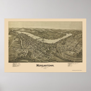Morgantown, WV Panoramic Map - 1897 Poster