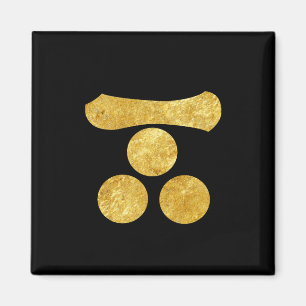 Mori Mon Japanese samurai clan faux gold on black Magnet