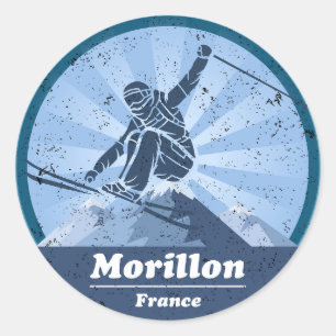 Morillon Ski resort - Skier Classic Round Sticker