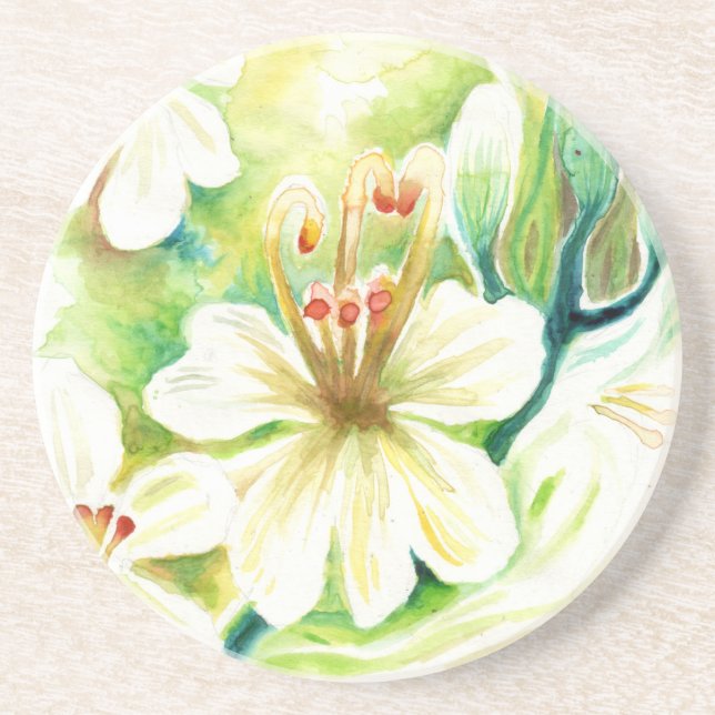 Moringa flowers coaster (Front)