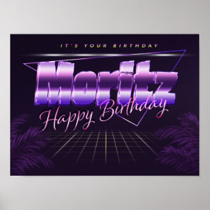 Moritz Name Vorname lila retro Poster Geburtstag
