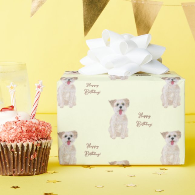 Morkie Customisable Wrapping Paper (Birthday Party)