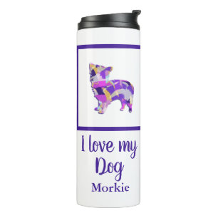 Morkie Cute Dog Silhouette Purple PY&B Thermal Tumbler