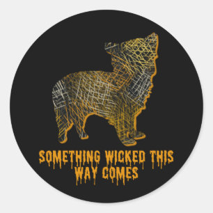 Morkie Designer Dog Silhouette Fun Halloween Classic Round Sticker