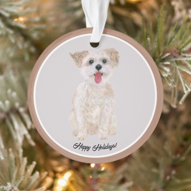 Morkie Dog Acrylic Circle Ornament (Tree)