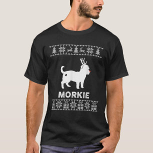 Morkie Dog Lover Christmas Reindeer Ugly Christmas T-Shirt