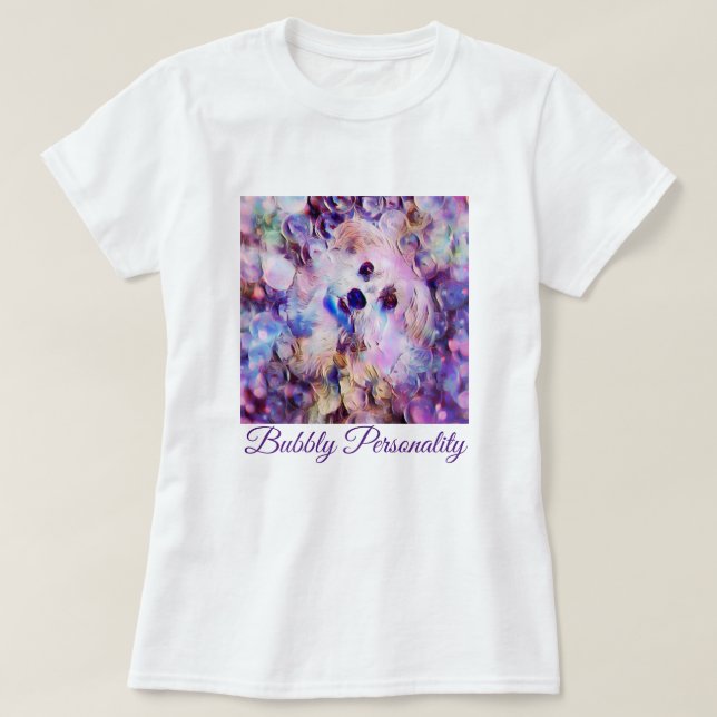 Morkie Dog Puppy Cute Bubbles Purple "T Shirt" T-Shirt (Design Front)