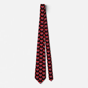 Morkie Dog Silhouette Valentines Day Red Heart Tie