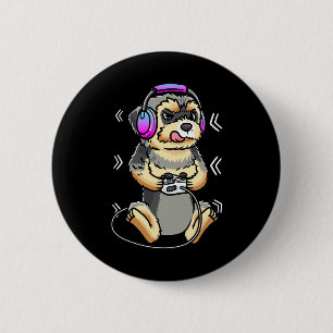 Morkie Dog Video Game Gaming Console Gamer  6 Cm Round Badge