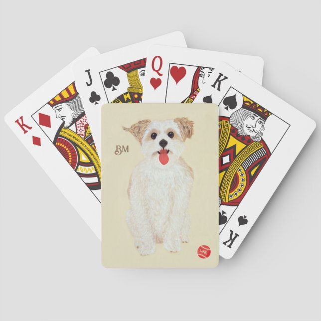 Morkie Dog With Ball Classic Playing Cards (Back)
