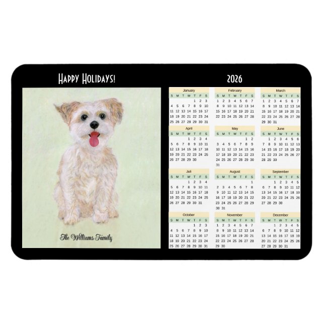 Morkie Flexible 2026 Calendar Magnet (Horizontal)
