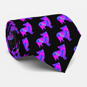 Morkie Maltese Mix Dog Pink & Blue Black Neck Tie