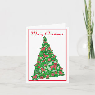 Morkie Maltese X Dog Silhouette Christmas Tree Wht Card