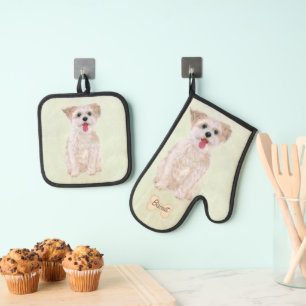 Morkie Portrait Oven Mitt & Pot Holder Set