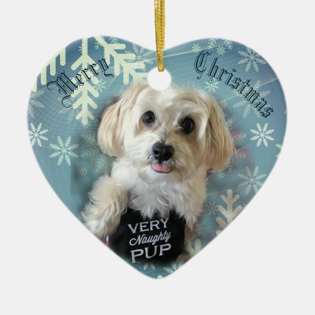 Morkie Puppy Dog Star Christmas Ornament (Front)