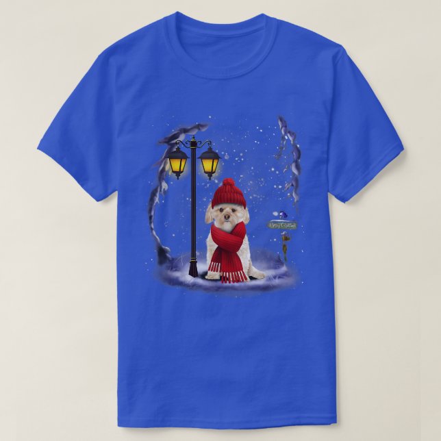 Morkie Santa Snow Christmas Light Winter Pajama  T-Shirt (Design Front)