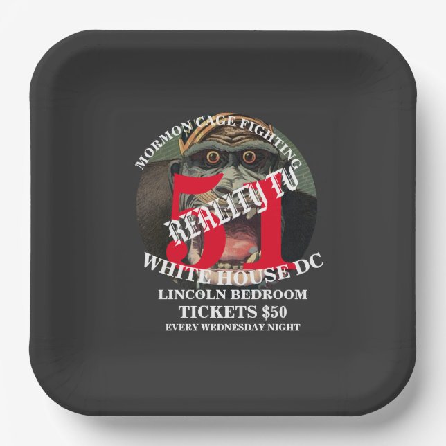 MORMON CAGE FIGHTING WASHINGTON DC LINCOLN  PAPER PLATE (Front)