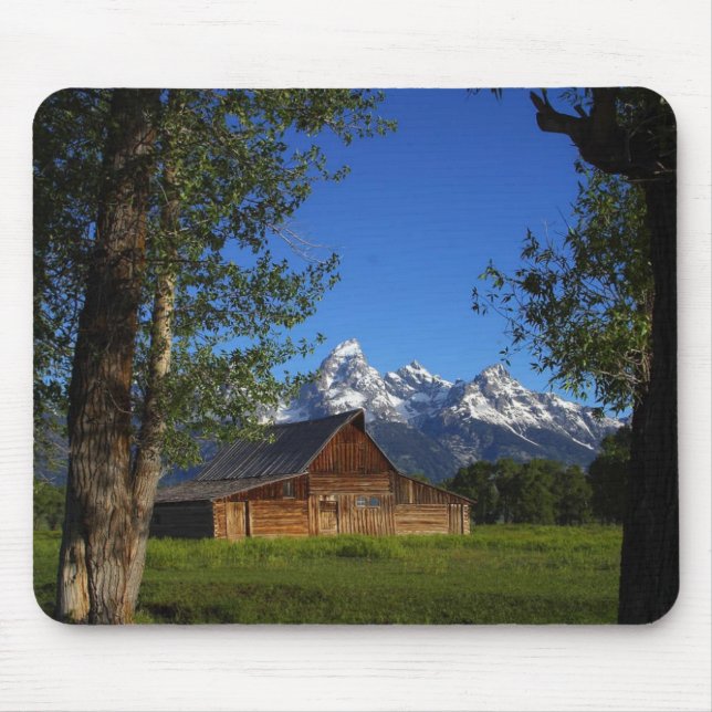 Mormon Row Barns In Grand Teton Park Mouse Mat (Front)