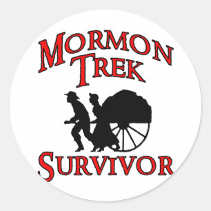 mormon trek survivor classic round sticker