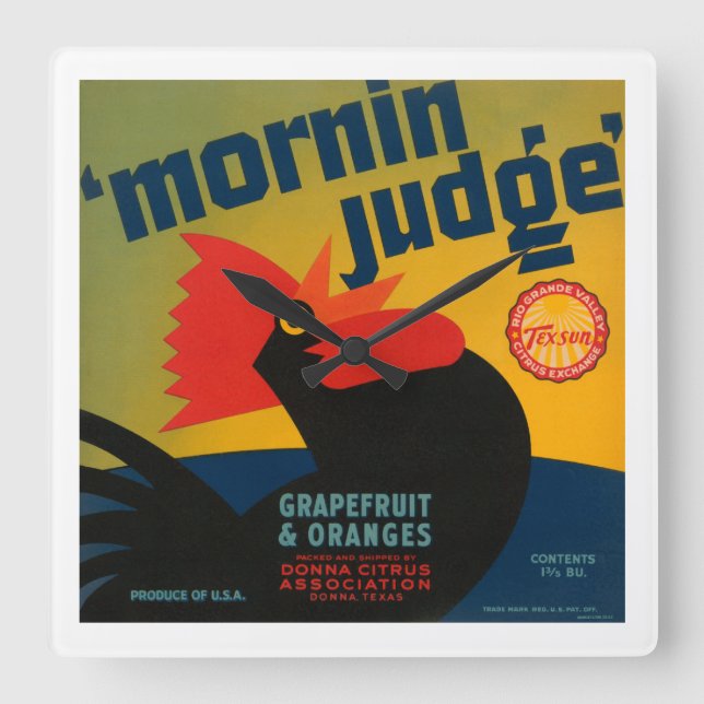 Mornin Judge Square Wall Clock (Front)