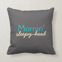 Mornin' Sleepy-Head - Teal and Yellow on Grey