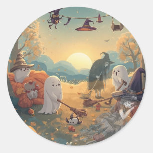 Morning After Halloween - A Ghostly Clean-Up Tale Classic Round Sticker