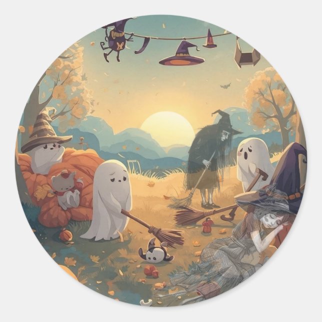 Morning After Halloween - A Ghostly Clean-Up Tale Classic Round Sticker (Front)
