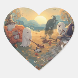 Morning After Halloween - A Ghostly Clean-Up Tale Heart Sticker