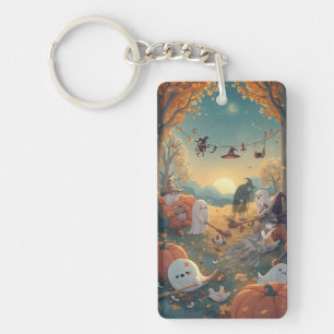 Morning After Halloween - A Ghostly Clean-Up Tale Key Ring