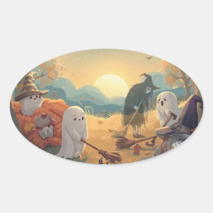 Morning After Halloween - A Ghostly Clean-Up Tale Oval Sticker