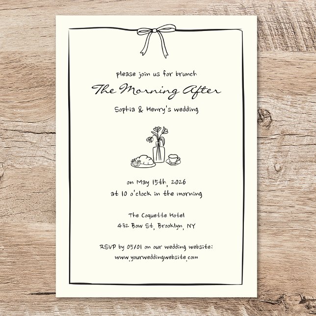 Morning After Wedding Brunch Timeless Hand Drawn Invitation (Creator Uploaded)