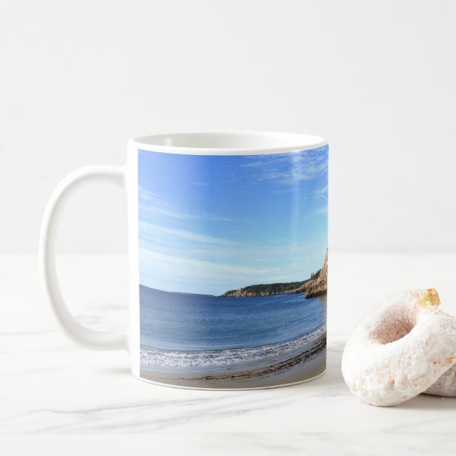 Morning at Sand Beach Coffee Mug (With Donut)