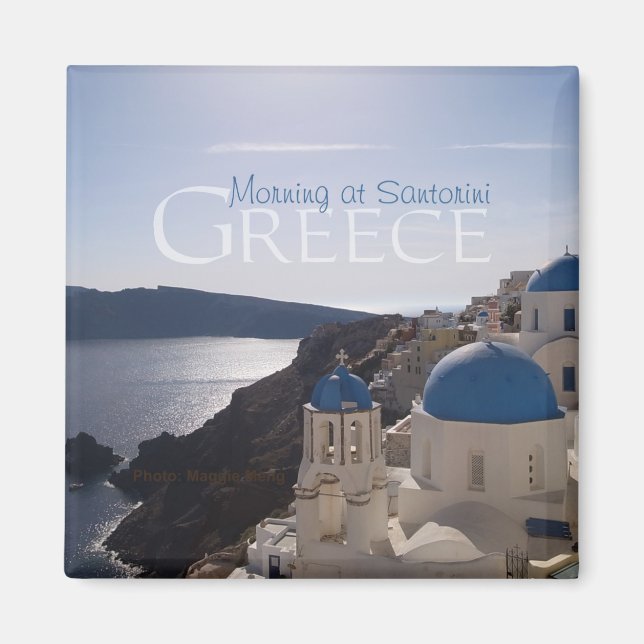 Morning at Santorini Greece Souvenir Fridge Magnet (Front)