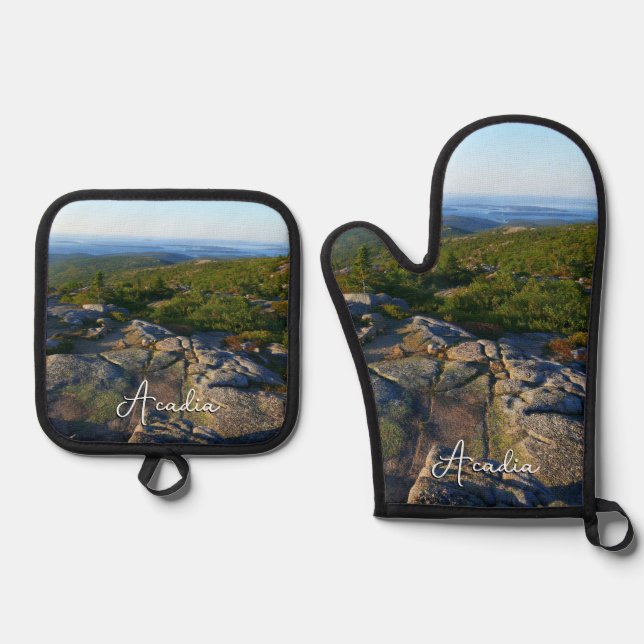 Morning atop Cadillac Mountain at Acadia Oven Mitt & Pot Holder Set (Front)