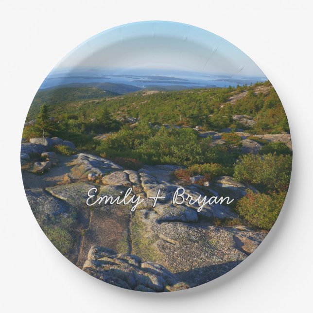 Morning atop Cadillac Mountain at Acadia Paper Plate (Front)