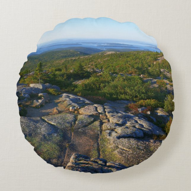Morning atop Cadillac Mountain at Acadia Round Cushion (Front)