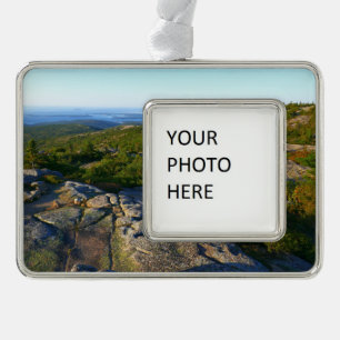 Morning atop Cadillac Mountain at Acadia Silver Plated Framed Ornament