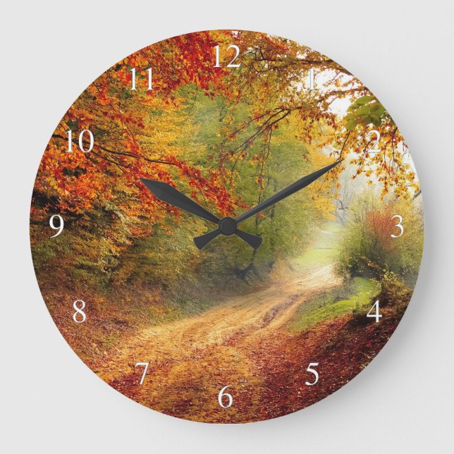 Morning Autum Forest Large Clock (Front)