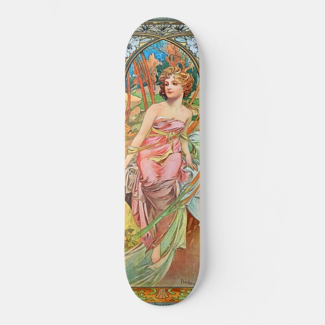 Morning Awakening by Alphonse Mucha Skateboard (Front)