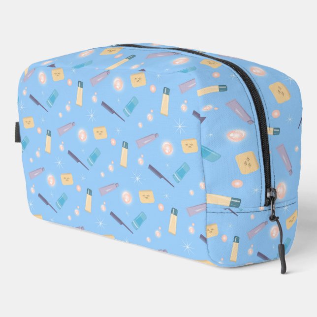 Morning Bathroom Toiletries Pattern Blue Dopp Kit (Right Corner)