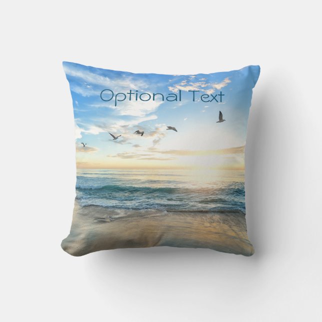 Morning Beach Seagulls Cushion (Front)