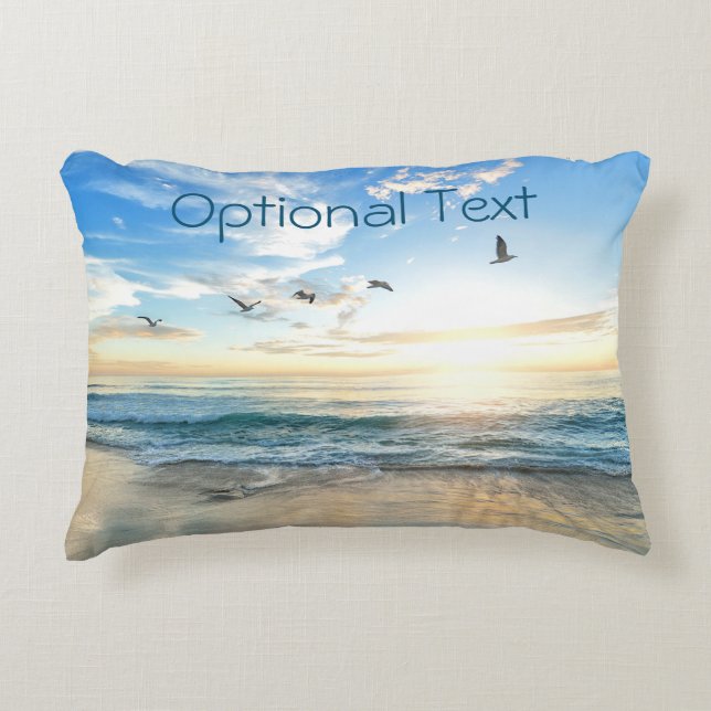 Morning Beach Seagulls Decorative Cushion (Front)
