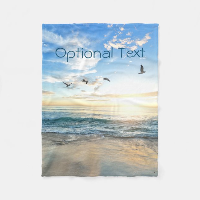 Morning Beach Seagulls Fleece Blanket (Front)